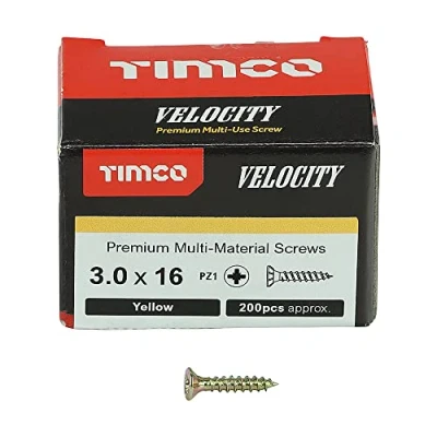 Image of TIMco 30016VY PZ1 CSK ZYP Velocity Screw 3.0 x 16 Yellow (Box of 200)