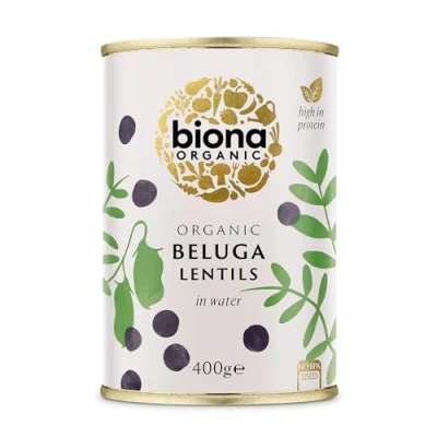 Image of Biona Organic Canned Black Beluga Lentils 400g (Pack of 6)