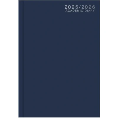 Image of A5 Academic Diary 2025 2026 Week to View Hardback Case Bound BLUE