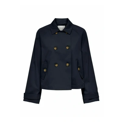 Image of Only ONLAPRIL SHORT TRENCHCOAT CC women&#039;s Trench Coat in Marine