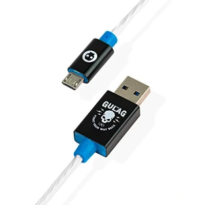 Image of Numskull Official Call of Duty Warzone USB Cable Blue Flow LED 1.5m Fast Charging Lead Compatible with PlayStation 4, Xbox One Controller