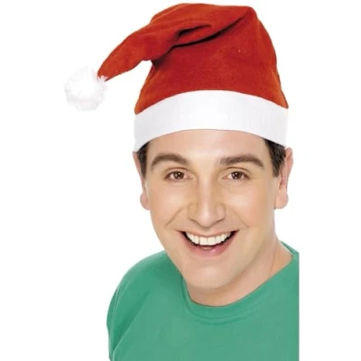 Image of Smiffys Santa Hat, Red , Christmas Fancy Dress Accessory, Up Hats