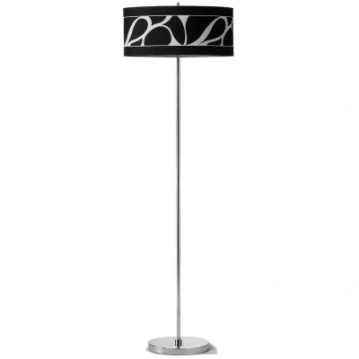 Image of Manhattan Floor Lamp 3 Light L1/SGU10, Polished Chrome With Black Patterned Shade