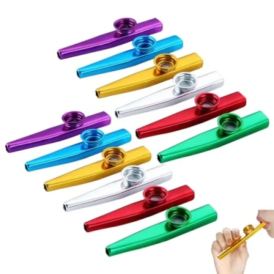Image of XNIVUIS 12 Pcs kazoo Musical Instruments with Pieces Flute Diaphragms, Kazoos Multipack Instrument for Children Gift Instrumental Accompaniment (Multicolor)