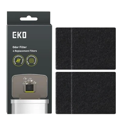 Image of EKO Odor Filter Refills for Trash Can and Compost Bin, Activated Charcoal Deodorizer, Strong Absorber, Pack of 4 Replacements