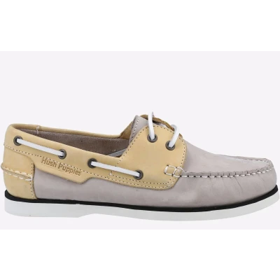 Image of Hush Puppies Hattie MEMORY FOAM Boat Shoes Womens Grey Size UK 4