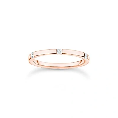 Image of Thomas Sabo Women Ring with White Stones Rose Gold 925 Sterling Silver, 18K Plating TR2396 416 14