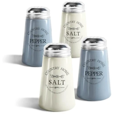 Image of COM FOUR® 4X Spice shakers Made of Colored Glass Salt and Pepper in Old English Country House Style Seasoning Shaker Ideal for coarse Country/Western (04 Pieces)