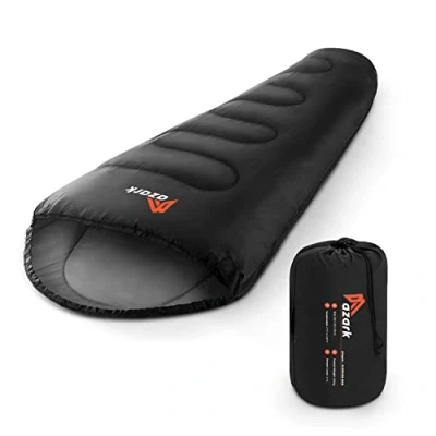 Image of azark Premium Single Sleeping Bag, 350GSM, Lightweight and Waterproof, 4 Seasons of Camping, Hiking Outdoors, bag for Adults &amp; Kids (Black)
