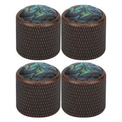 Image of electric Bass Knob, 4 Pcs Metal Knob Dome High End Shell Inlaid Tone Volume Control guitar Parts(Color Bronze) partsAccessories for