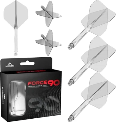 Image of Mission Darts Force 90 Integrated Precision Moulded Dart Flight And Shaft System, Pack of 3 Professional Highly Durable Combined Flights Stems Standard No.2