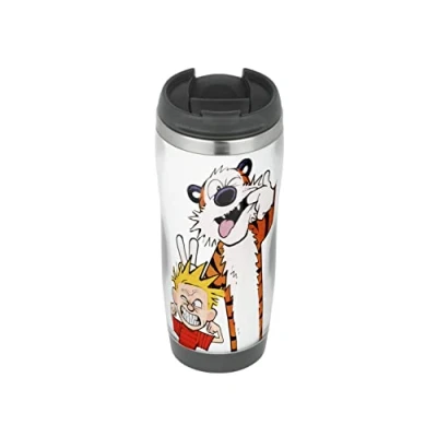 Image of Calvin and Hobbes Travel Mug, Thermal Insulated Cup for Hot Cold Beverages Drinks