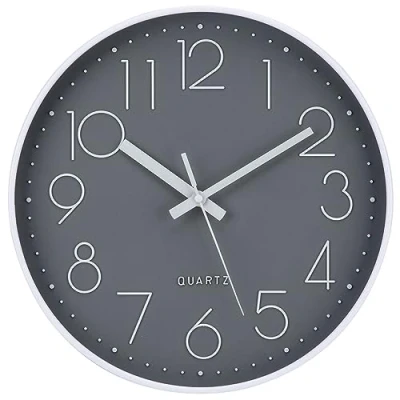 Image of Wall Clocks Modern Non Ticking Silent 12 Inch Quartz Decro Clock Battery Operated Easy to Read for Room, Home, Kitchen, Bedroom, Office, School