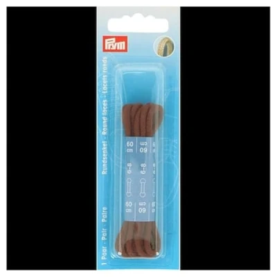 Image of Prym Round Laces, Brown, 60 cm x Ø 3 mm, Braun, 2 Stück