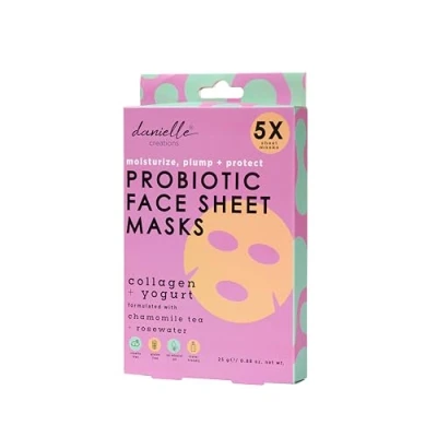 Image of Upper Canada Probiotic Sheet Face Mask Collagen + Yogurt 5 Pack Danielle Creation