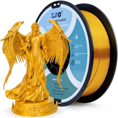 Image of ZIRO PLA Silk Filament 1.75mm, 3D Printer Silky Series 1.75mm 1KG(2.2lbs), Dimensional Accuracy +/ 0.03mm, Gold