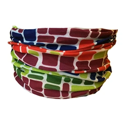 Image of Multifunction Neckwarmer, Snood, Hat, Scarf and Hood in Multicoloured crazy paving print by Monogram