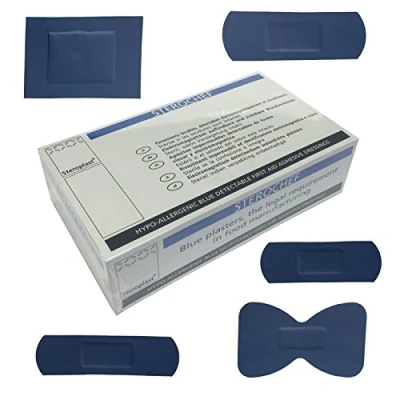 Image of STEROCHEF STERILE Catering Blue DETECTABLE First AID Hypo ALLERGENIC Durable 100 Assorted Wound PLASTERS
