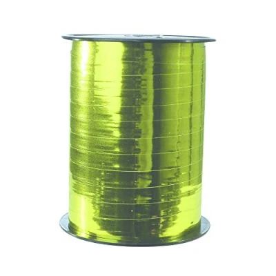 Image of Clairefontaine Ref 602012C Metallic Counter Ribbon Rolls (Single Roll) 7mm Width x 250m Length Suitable for Gift Wrapping, Decoration &amp; Crafting Lemon Green