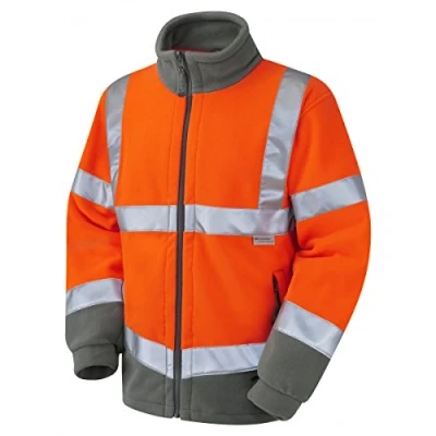 Image of Leo Workwear Hartland Anti Pill Fleece 280gsm Jacket, XXX Large, Hi Vis Orange