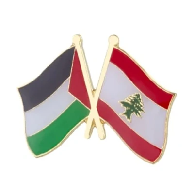Image of Palestine &amp; Lebanon Friendship National Flag Metal Enamel Pin Badge Lapel