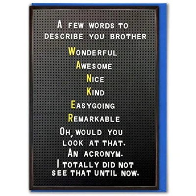 Image of Brainbox Candy Funny Brother Birthday Cards Rude Cheeky Insulting Card &#039;Acronym Design&#039; Perfect for Him Sibling with A Sense of Humour