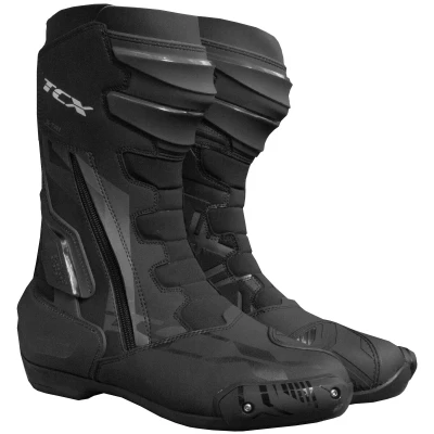 Image of TCX S TR1, Men&#039;s Motorcycle Boot, Sporty, Certified, Microfibre Upper, Side Elastic Zipper and Velcro Closure, Black
