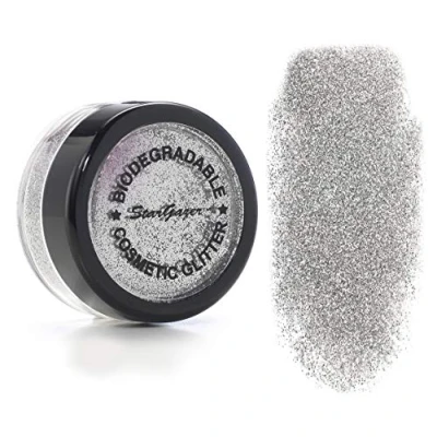 Image of Stargazer Biodegradable Glitter Shaker Silver. Festival Friendly Cosmetic