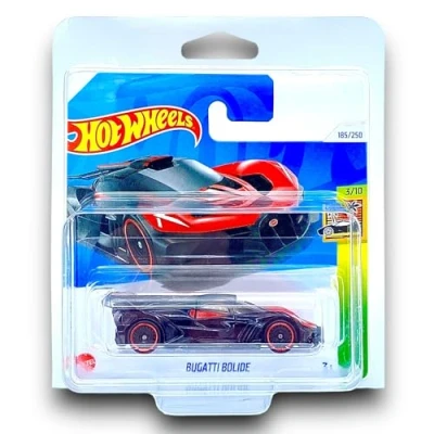 Image of Hot Wheels Bugatti Bolide (Black &amp; Red) 3/10 HW Exotics 2024 185/250 (Short Card) includes a KLAS Car Keeper Protector Case HTF08