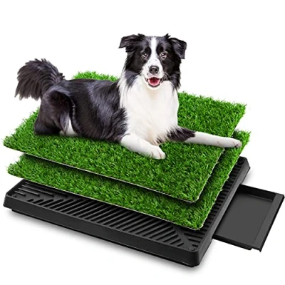Image of Sailnovo 63 x 50 cm Dog Toilet, Lawn Reinforcement Puppy Toilet with 2 Pieces Artificial Grass, Litter Tray Pet Training Mat
