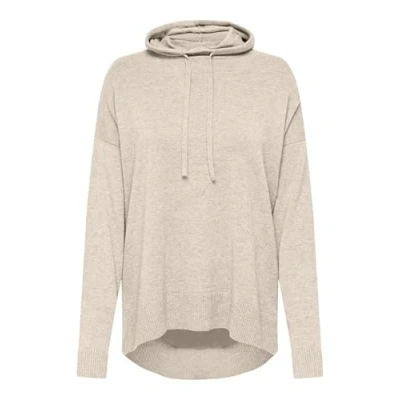 Image of ONLY Women&#039;s Onlibi LS Loose Long Hood CC KNT Knitted Jumper, White Cap Grey/Detail: Melange, M
