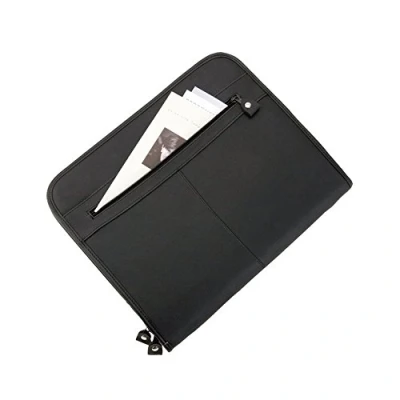 Image of Alassio Conference Folder Zipped 3 Compartments A4 Leather look Black Ref 30042