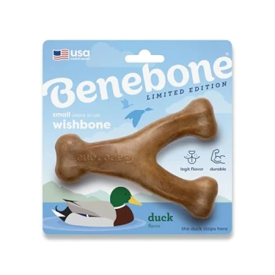 Image of Benebone Wishbone Durable Dog Chew Toy for Aggressive Chewers, Duck, Made in USA, Small
