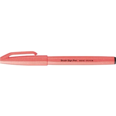 Image of Pentel SES15C FBX Brush Sign Pen Neon Red, Fibre Pen, like Tip, Pack of 1