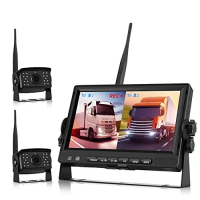Image of Wireless Reversing Camera, Camera Kit, Van Kit DVR Digital AHD Video Recording (Rear &amp; Front View Camera) 7 inch Monitor for Bus/Motorhome 12V 24V Night Vision