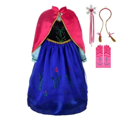 Image of Lito Angels Ice Princess Costume with Cape and Accessories, Birthday Theme Party Fancy Dress Up for Kids Girls, Age 5 6 Years (Tag Number 130)