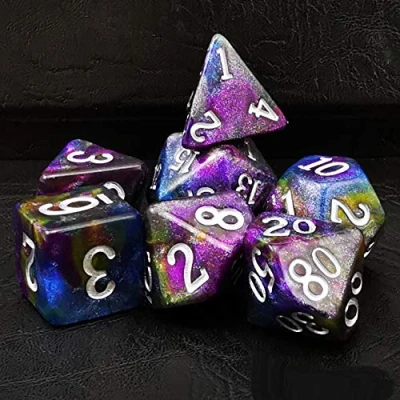 Image of Bescon Starry Night Dice Set Series, 7pcs Polyhedral RPG Milky Way, Polybag Packing