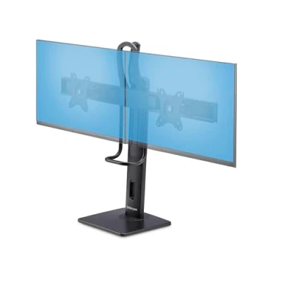 Image of StarTech.com Crossbar Dual Monitor Desk Stand For 27inch Screens, Max Cap 26.4lb, VESA Mount 75x75/100x100, Height Adjustable