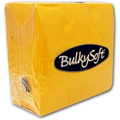Image of Paper Serviettes Soft Napkins 40x40cm 2PLY BulkySoft Solid Colours Choose (Yellow, 100)
