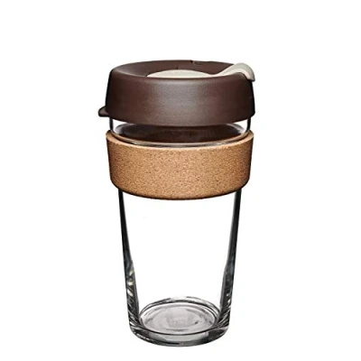 Image of KeepCup Reusable Coffee Cup Brew Tempered Glass and Natural Cork, L 16oz/454ml Almond