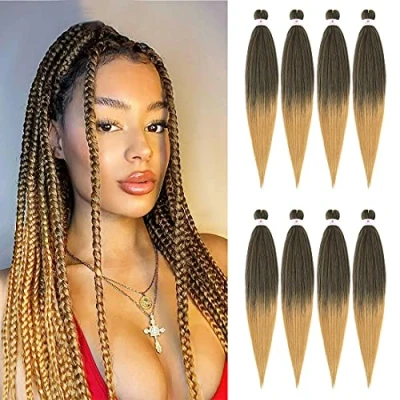 Image of Beyond Beauty 26Inch 8Pack/Lot Pre Stretched Braiding Hair Extensions EZ Briads Hot Water Setting Yaki Hair(T1B 27)