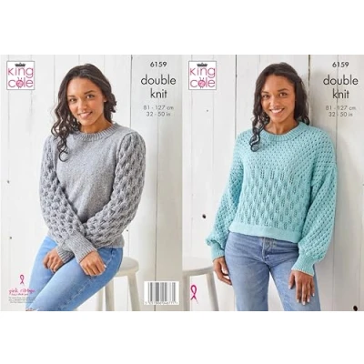 Image of King Cole Ladies Knitting Pattern Double Knit Sweaters (6159), 81cm 127cm (32 50 Inches)