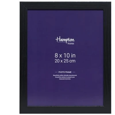 Image of Hampton Frames OXFORD 8x10 (20x25cm) Pack of 1 Black Picture Frame Acrylic (Non Glass) OXF810NGX 1PK