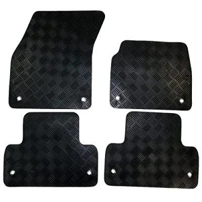 Image of Rubber Car Mat Set Compatible/Replacement For Kia Carens (MK 4) (Years 2013 Date) Tailored Mats, Heavy Duty, Waterproof, Non Slip