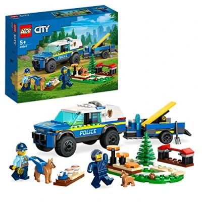 Image of LEGO 60369 City Mobile Police Dog Training Set, SUV Toy Car with Trailer, Obstacle Course and Puppy Figures, Animal Playset for Boys Girls Aged 5 Plus