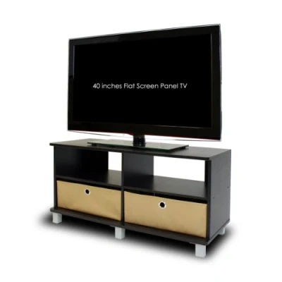 Image of Furinno TV Entertainment Center, Wood, Espresso/Brown, one size