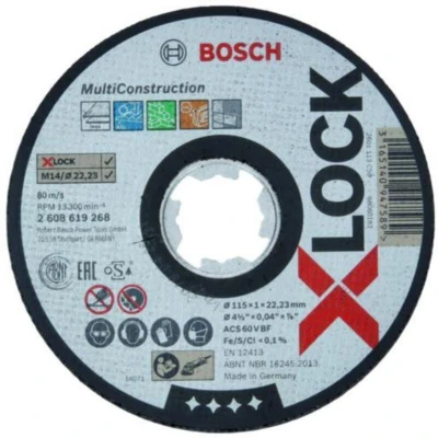 Image of Bosch Professional 2608619268 Straight Cutting Disc Expert (for Multi Material, X LOCK, Diameter 115 mm, Bore Diameter: 22.23 Thickness: 1 mm)