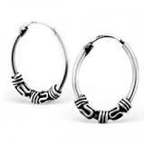 Image of Sterling Silver 12 mm Bali Pattern Sleeper Hoop Earrings