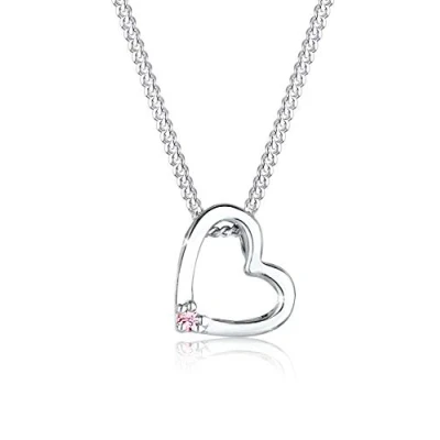 Image of Elli Necklace Ladies Heart Pendant with Crystal in 925 Sterling Silver