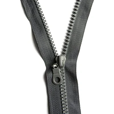 Image of 45 cm Zipper, Open Ended Separating Plastic Chunky Zip, Size No #5 Auto Lock Sliders, Moulded Teeth (Grey)